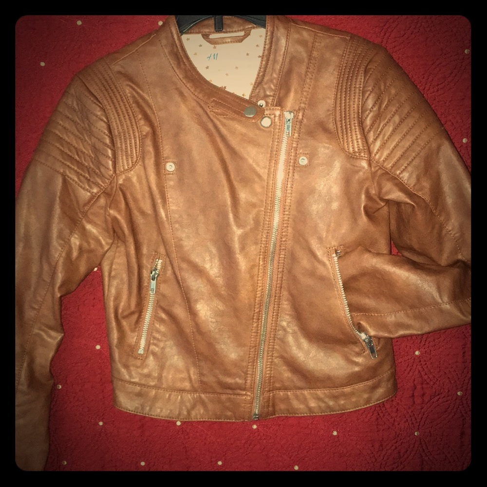 Kids Brown Faux leather jacket